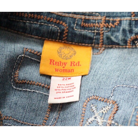 Vintage Ruby Rd Denim Shirt Jacket Embroidered Size 22W - Picture 8 of 8